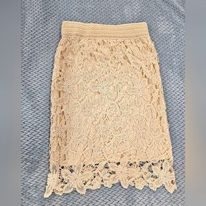 Boho Crochet Cream Lace Skirt - Size M